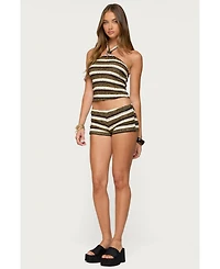 Edikted Womens Elita Striped Textured Knit Halter Top