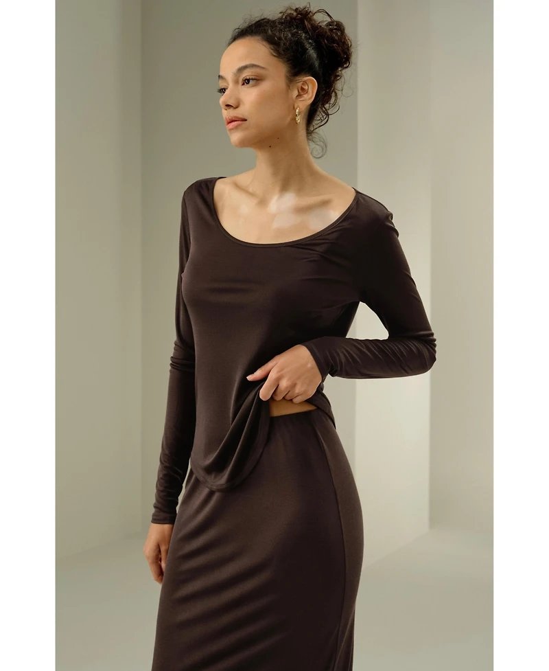 Lilysilk Women's Scoop-Neck Pure Silk Slim Fit Top