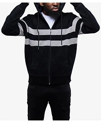 Cultura Men's Full Zip Hooded Sweater With Stripes And Flannel Lining