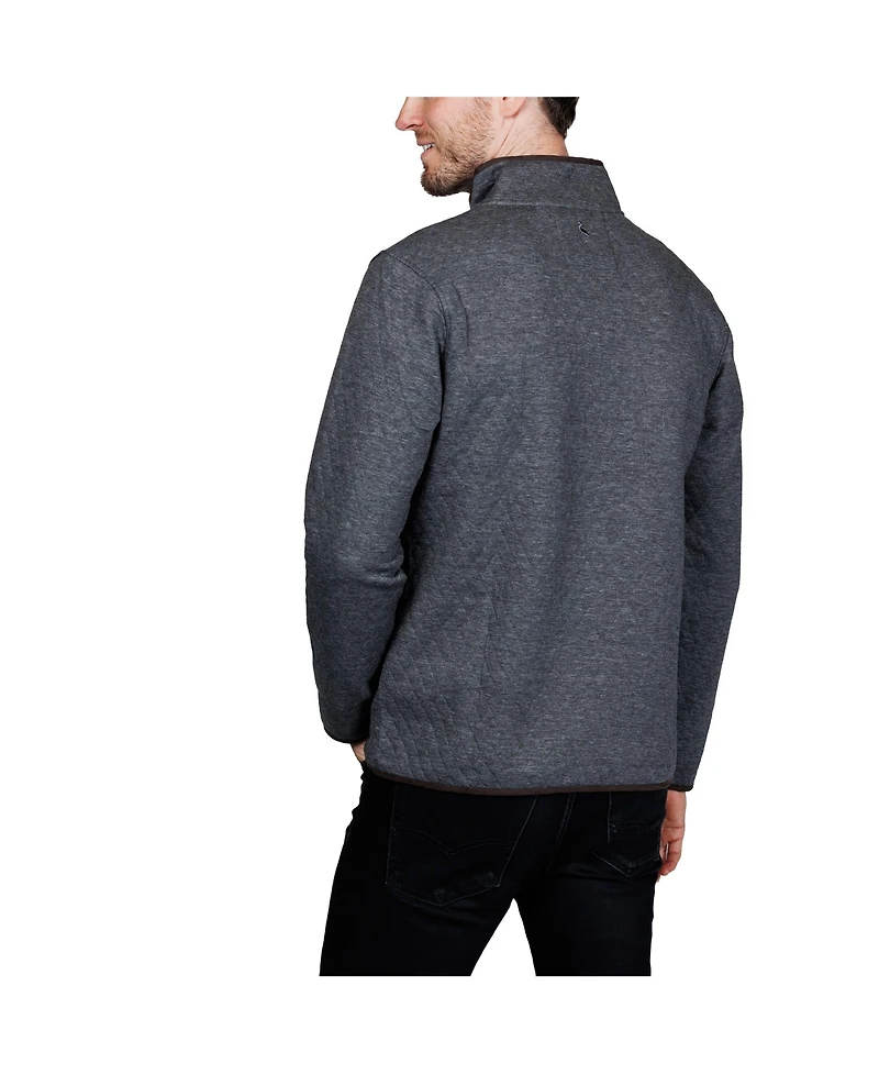 Tailorbyrd Men's Quilted Quarter Zip with Suede Trim