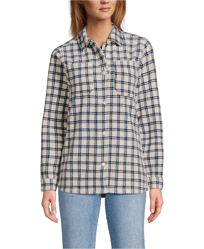 Lands' End Women's Petite Print Anyweather Fleece Shirt Jacket