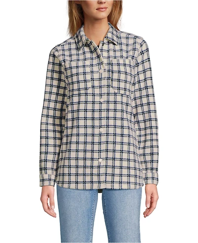 Lands' End Women's Petite Print Anyweather Fleece Shirt Jacket