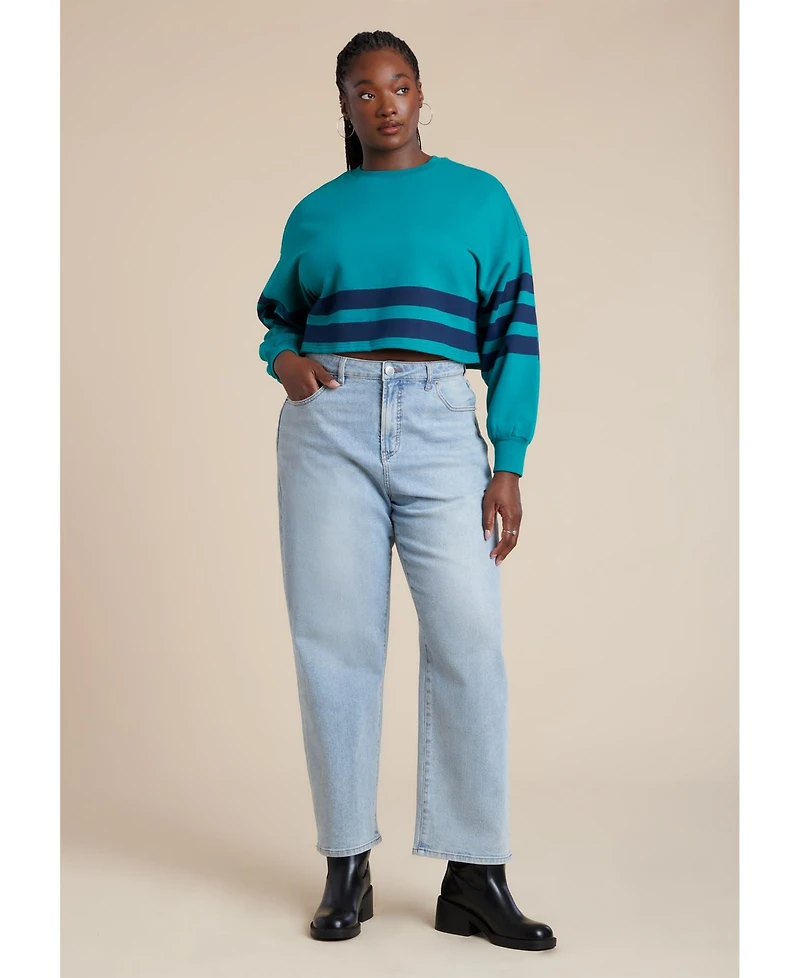 Eloquii Women's Plus Boxy Cropped Sweatshirt
