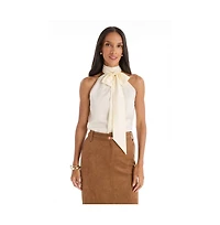 The Noli Shop Womens Rina Tie Neck Blouse - Floral Print