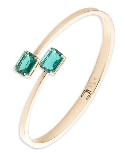 Lauren Ralph Glass Stone Gold-Tone Jet Bypass Cuff Bracelet