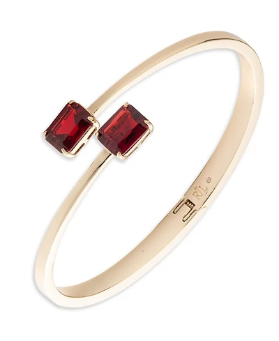 Lauren Ralph Glass Stone Gold-Tone Jet Bypass Cuff Bracelet