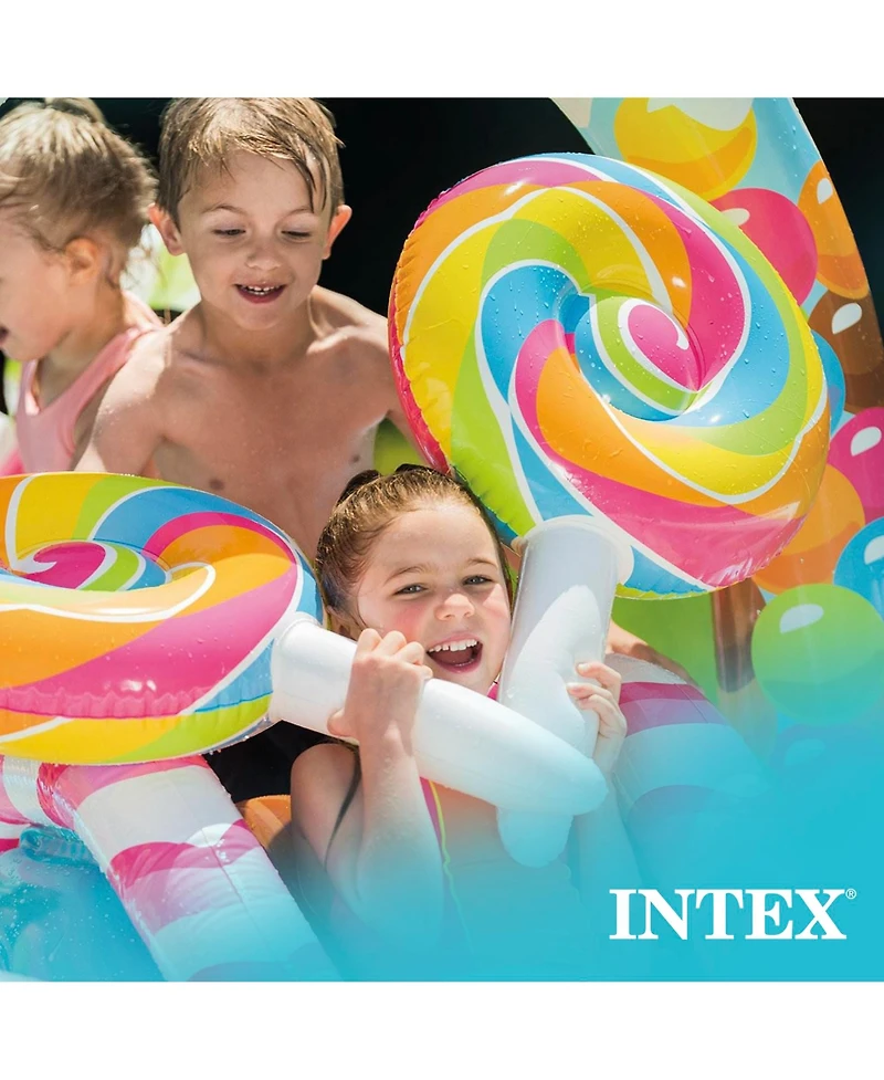 Intex 9ft x 6ft x 51in Kids Inflatable Candy Zone Play Center Pool w/ Waterslide