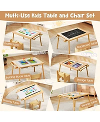 Costway Sensory Table & Chair Set for Kids 2-8 with Foldable Bins Sand/Water Paper Beige