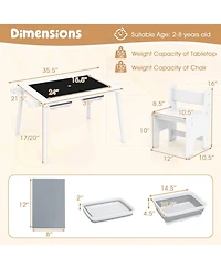 Costway Sensory Table & Chair Set for Kids 2-8 with Foldable Bins for Sand/Water & Paper Beige