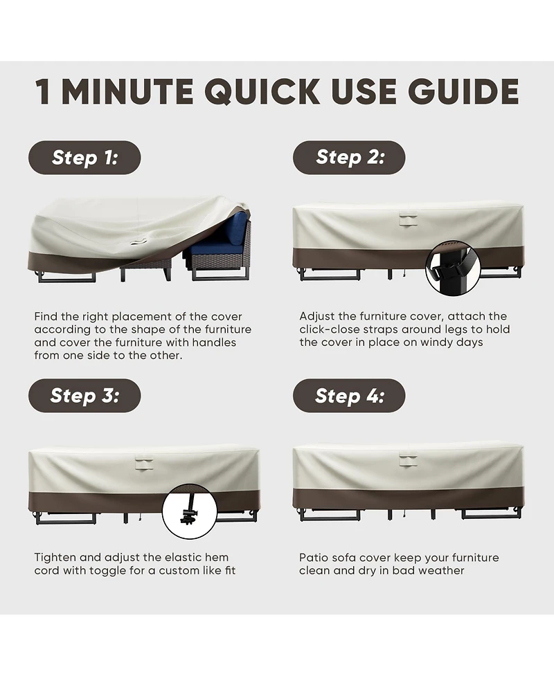 Gymojoy High-Quality 600D Oxford Fabric Outdoor Furniture Cover With Handles and Storage Bag Gray/Brown Beige