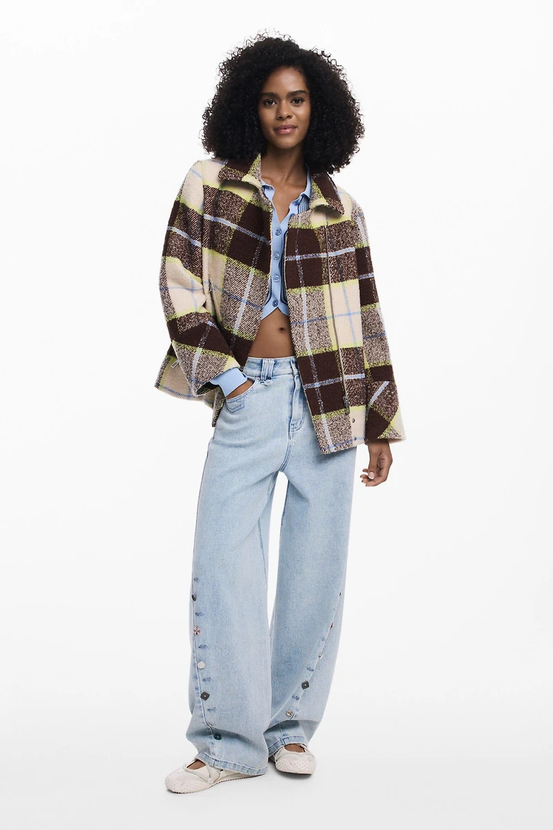 Desigual Women's Checked short double-breasted coat