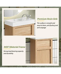 Casainc 15.75" Bathroom Vanity with Reversible Resin Sink, Adjustable Shelf, Push-to-Open Door and Reversible Cabinet