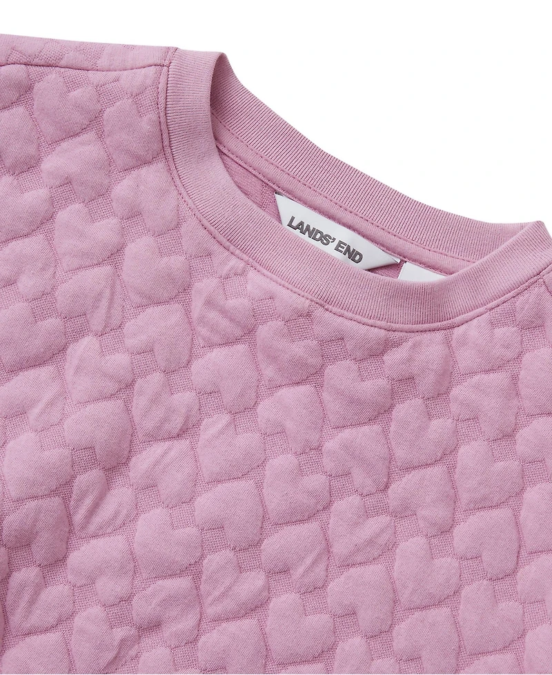 Lands' End Girls Knit Quilted Crew Neck Sweatshirt