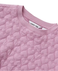 Lands' End Girls Knit Quilted Crew Neck Sweatshirt