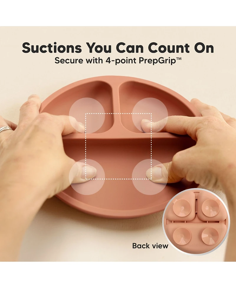 KeaBabies 3-Pack Prep Suction Plates for Baby, 100% Silicone Toddler Plates, Bpa-Free Divided Baby with