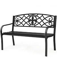 Gymax Garden Bench Loveseat Outdoor Garden Park w/ Steel Frame Backrest