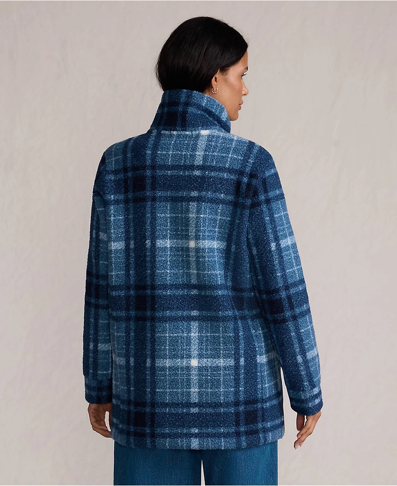 Lands' End Women's Print Boucle Fleece Coat