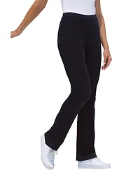Woman Within Plus Stretch-Cotton Knit Pull-On Bootcut Leggings