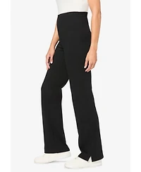 Woman Within Plus Stretch-Cotton Knit Pull-On Bootcut Leggings
