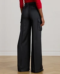 Lauren Ralph Women's Satin Charmeuse Wide-Leg Cargo Pants