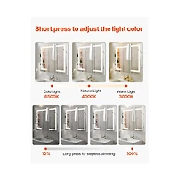 Slickblue Hd Tempered Glass Mirror Medicine Cabinet Lighted, Recessed Wall Mount