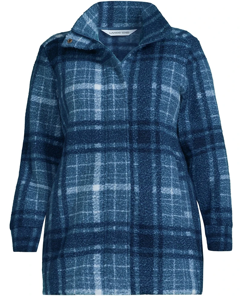 Lands' End Plus Print Boucle Fleece Coat