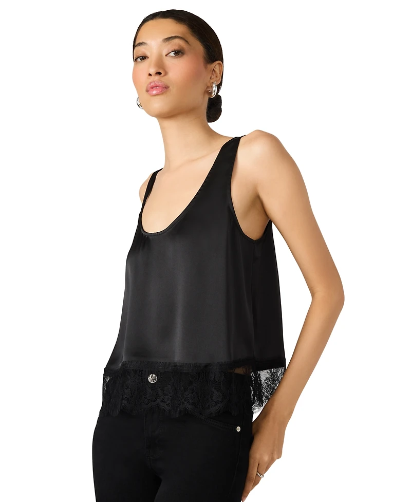 Steve Madden Women's Coraline Lace Hem Sleeveless Tank Top