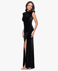 Betsy & Adam Women's Long Studded Velvet Gown