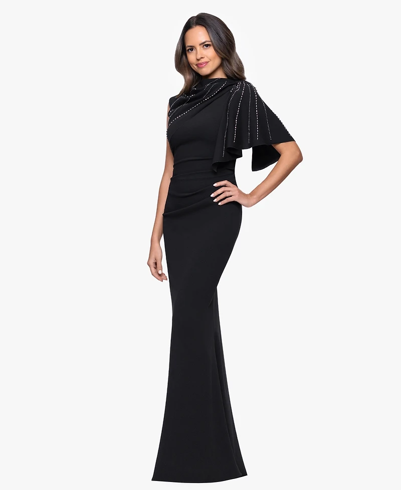 Betsy & Adam Women's Long Scuba Crepe Studded Dress