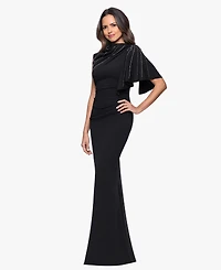 Betsy & Adam Women's Long Scuba Crepe Studded Dress