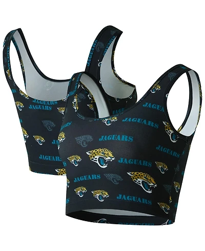 Concepts Sport Women's Black Jacksonville Jaguars Mosaic Allover Print Bralette