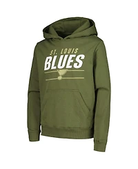 Levelwear Big Boys and Girls Olive St. Louis Blues Podium Fleece Pullover Hoodie