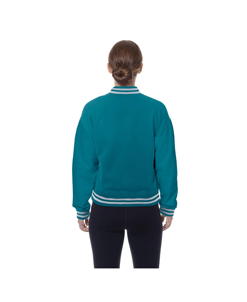 New Era Women's Teal Jacksonville Jaguars Throwback Fleece Full-Snap Jacket
