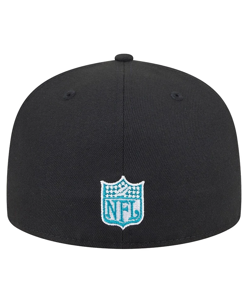 New Era Men's Black Jacksonville Jaguars Throwback Oversized 59FIFTY Fitted Hat