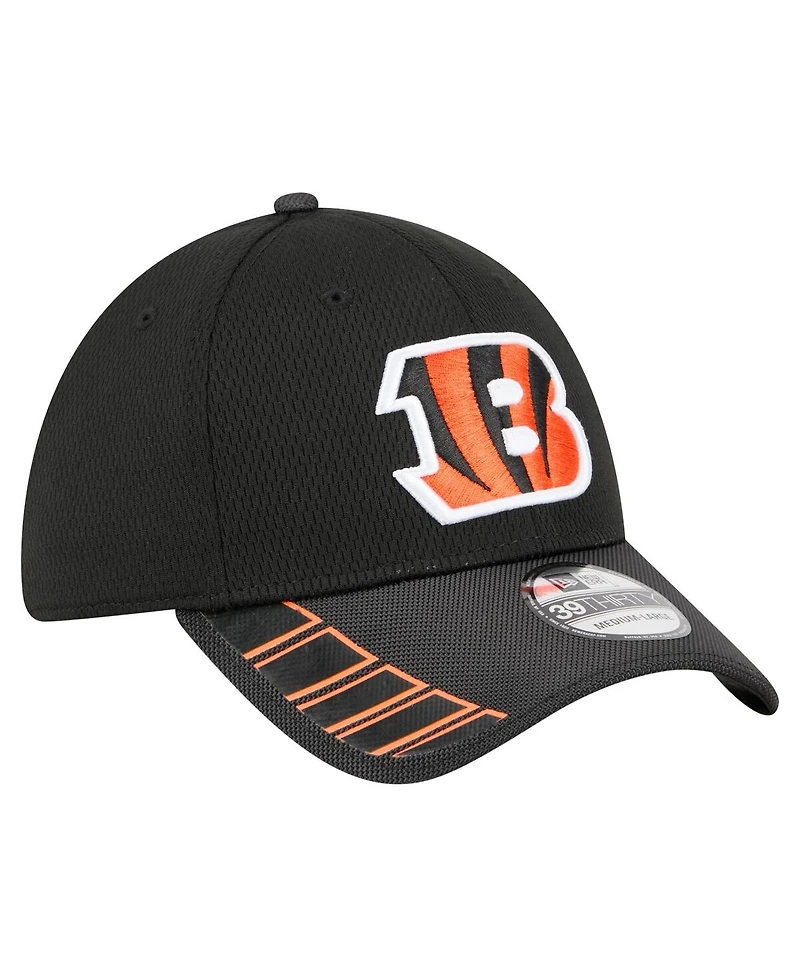 New Era Men's Black Cincinnati Bengals Visor Hit 39THIRTY Flex Hat