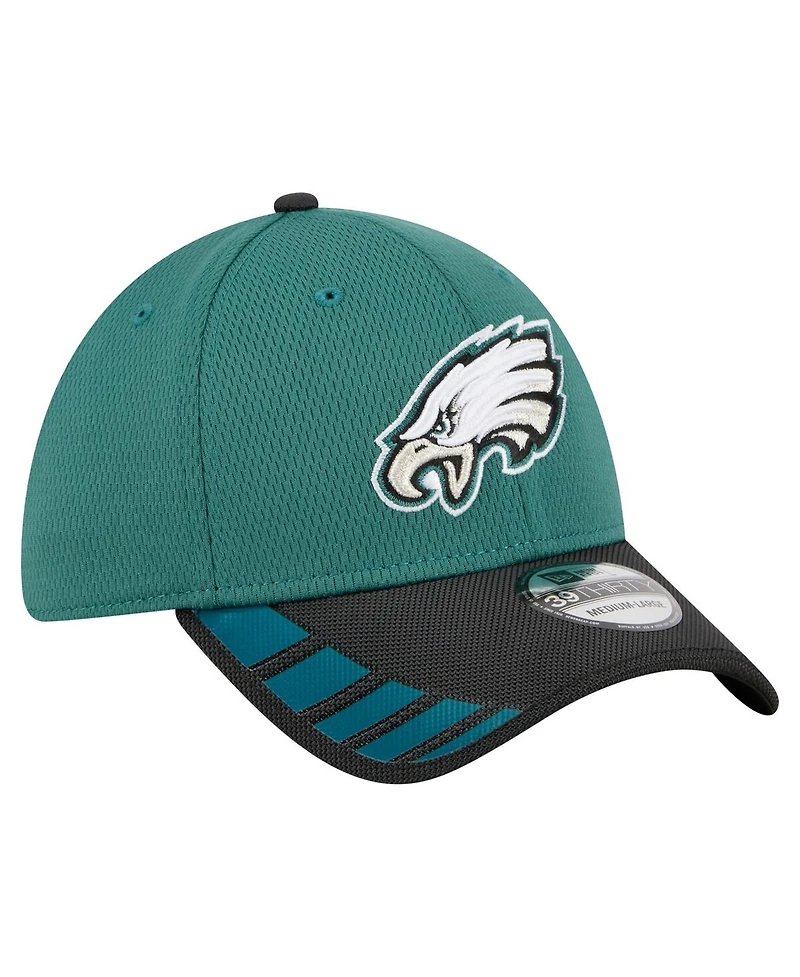 New Era Men's Midnight Green Philadelphia Eagles Visor Hit 39THIRTY Flex Hat