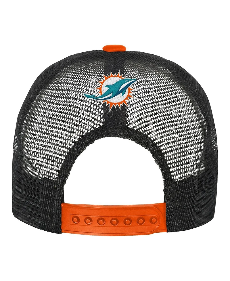 Outerstuff Big Boys and Girls White/Orange Miami Dolphins Modern Fan Trucker Adjustable Hat