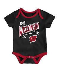 Outerstuff Baby Boys and Girls 3-Pack Wisconsin Badgers All Day Play Bodysuit Set