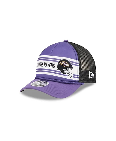 New Era Men's Purple Baltimore Ravens Linear A-Frame 9FORTY Adjustable Hat