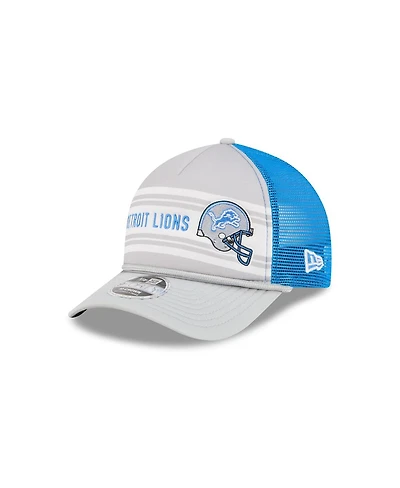 New Era Men's Gray Detroit Lions Linear A-Frame 9FORTY Adjustable Hat