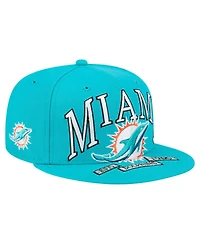 New Era Men's Aqua Miami Dolphins Oversized 59FIFTY Fitted Hat