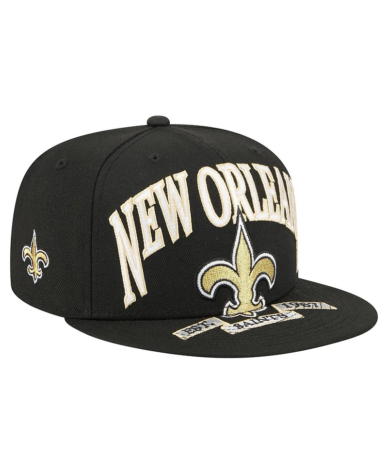 New Era Men's Black Orleans Saints Oversized 59FIFTY Fitted Hat
