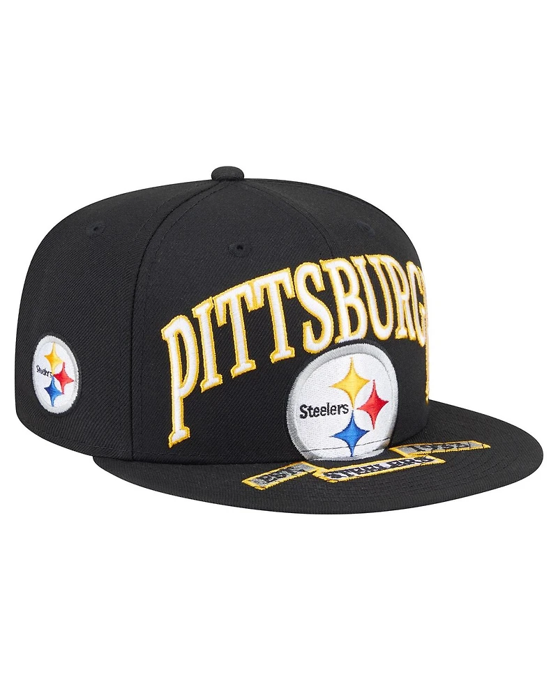 New Era Men's Black Pittsburgh Steelers Oversized 59FIFTY Fitted Hat