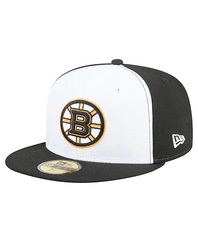 New Era Men's White/Black Boston Bruins Repeat Two-Tone 59FIFTY Fitted Hat