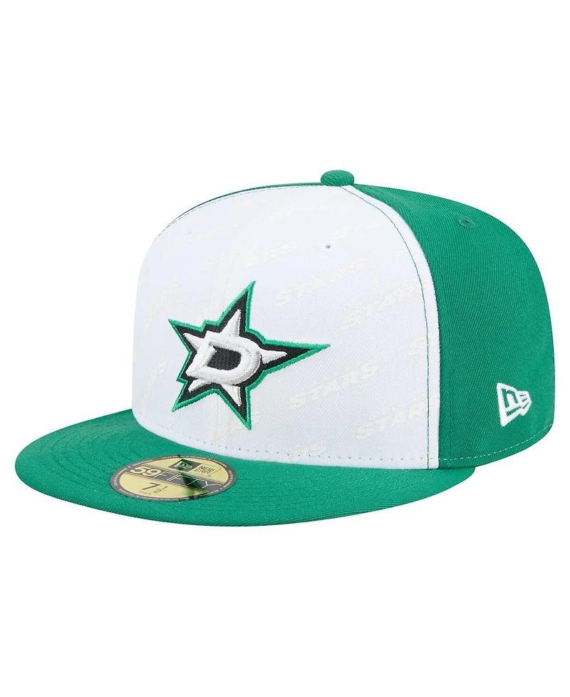 New Era Men's White/Kelly Green Dallas Stars Repeat Two-Tone 59FIFTY Fitted Hat