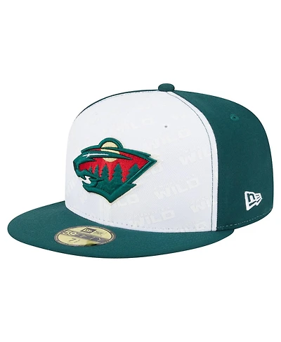 New Era Men's White/Green Minnesota Wild Repeat Two-Tone 59FIFTY Fitted Hat