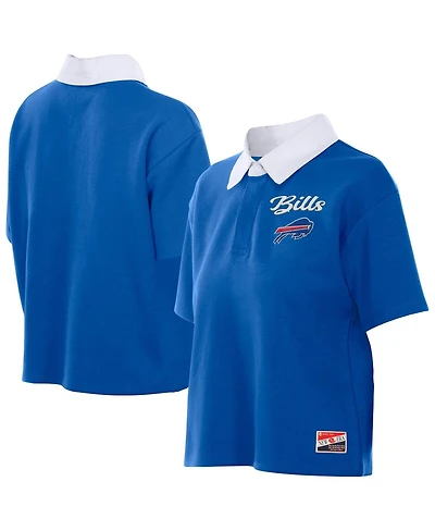 New Era Women's Royal Buffalo Bills Throwback Boxy Cropped Polo Shirt