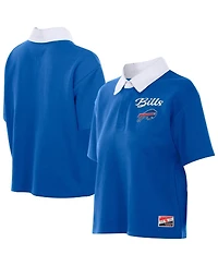 New Era Women's Royal Buffalo Bills Throwback Boxy Cropped Polo Shirt