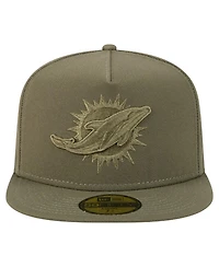 New Era Men's Olive/ Miami Dolphins Color Pack A-Frame 59FIFTY Fitted Hat