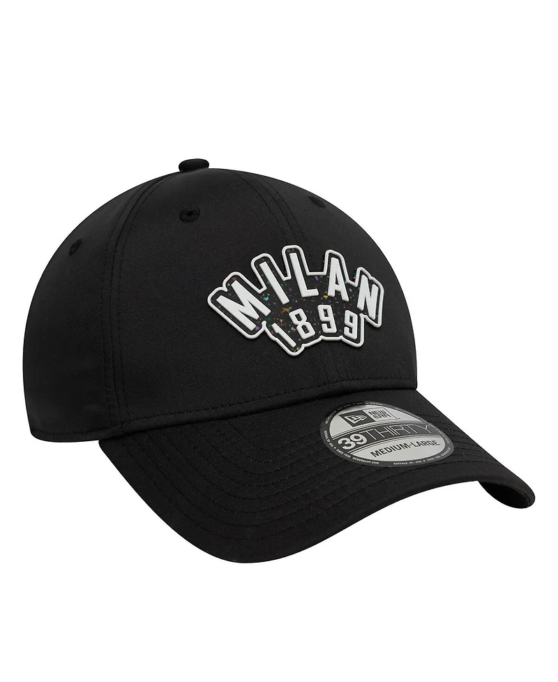 New Era Men's Black Ac Milan Recycled Rubber 39THIRTY Fitted Hat